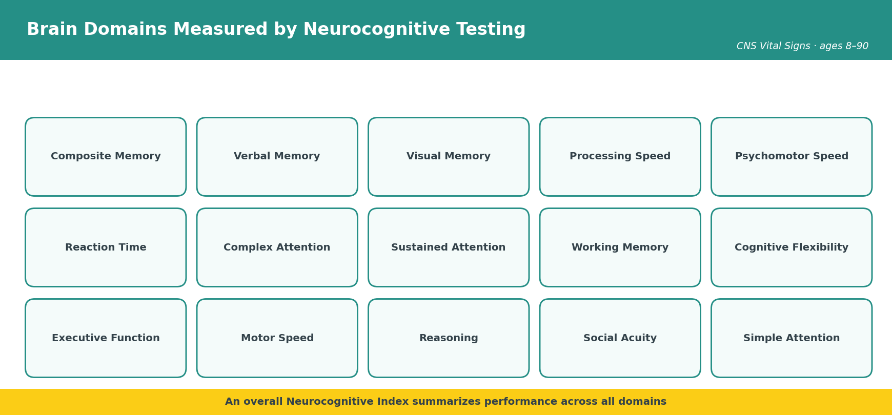 Brain domains measured by CNS Vital Signs neurocognitive testing